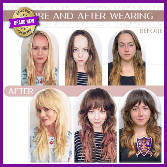 Human Hair Topper with Bangs for Thin Hair, 6 Inch Length, Handmade Lace Base main image 4